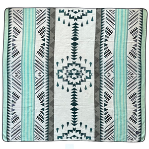 Manta Aztec Reversible Blanket  //  Teal/Turquoise/Cream