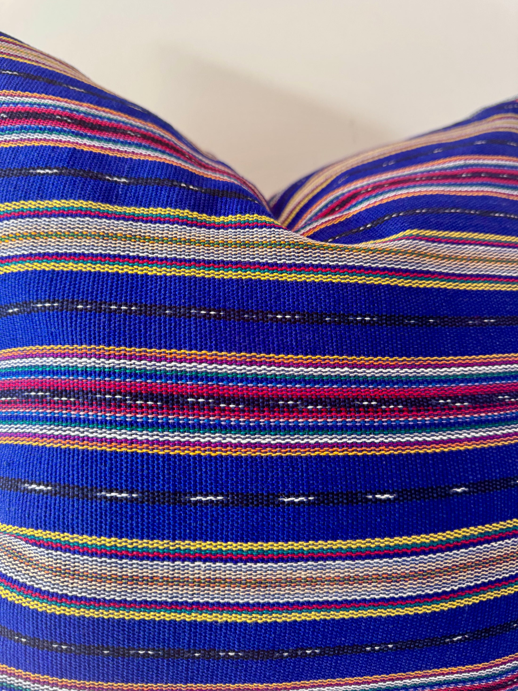 Royal Blue Stripe Ikat Pillow Cover
