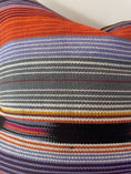 Load image into Gallery viewer, Multicoloured Stripe Ikat Pillow Cover // Grey/Orange/Purple/Black