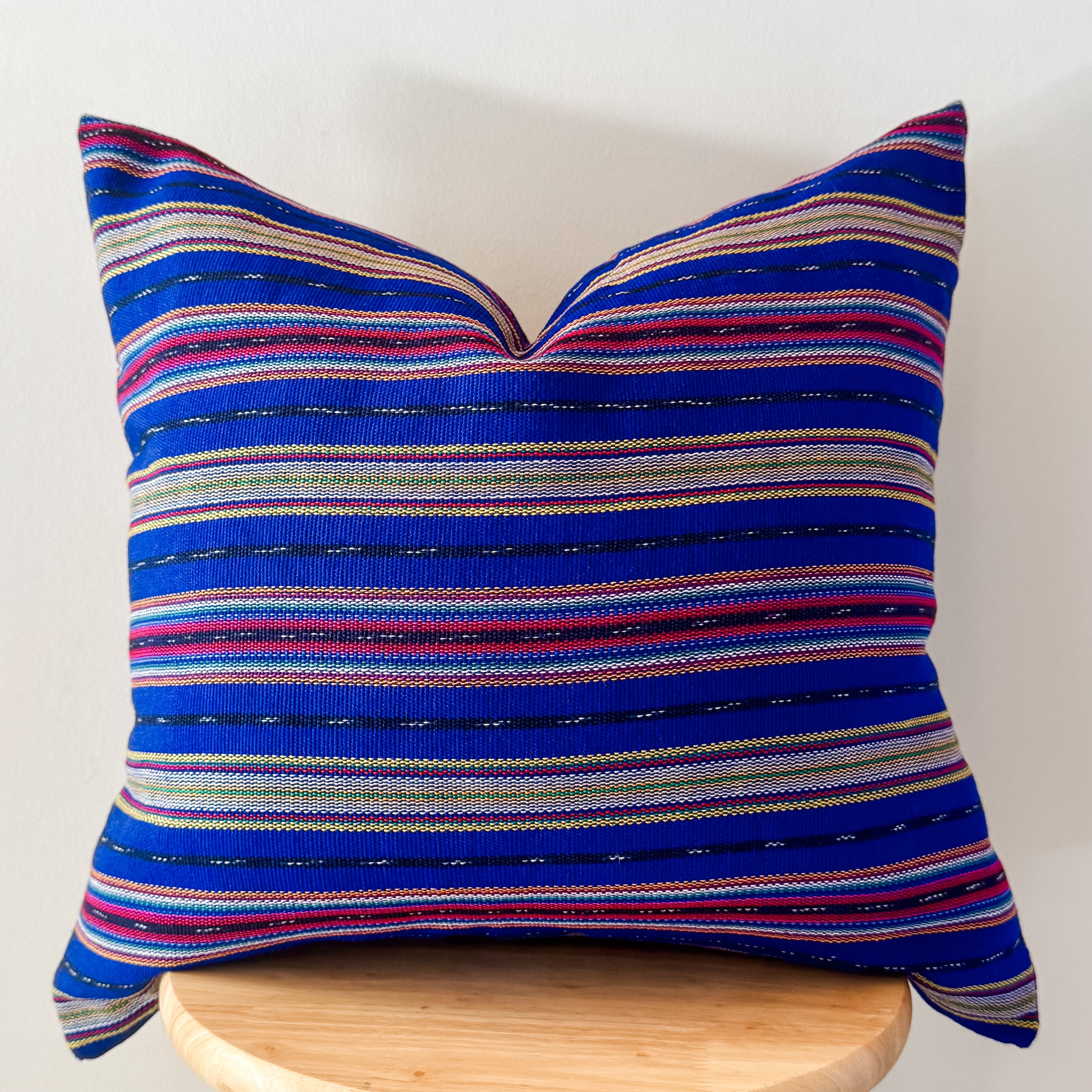 Royal Blue Stripe Ikat Pillow Cover