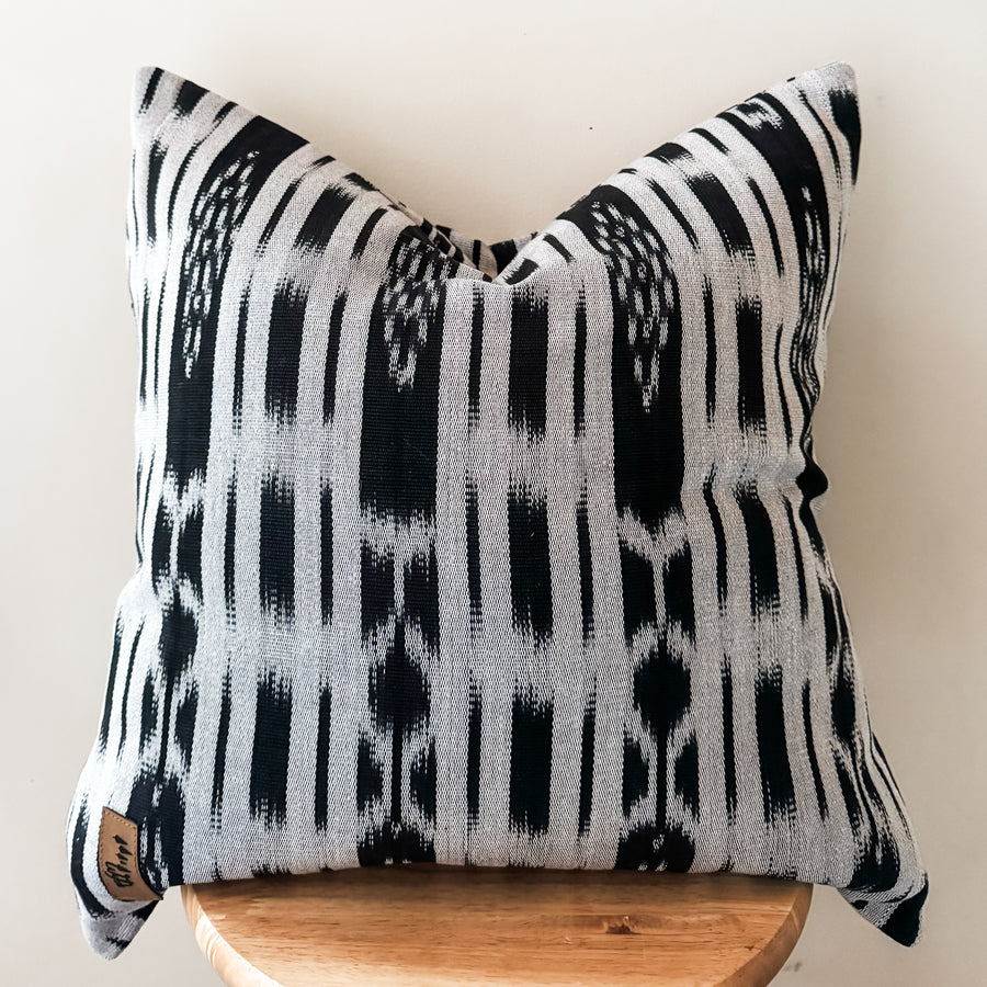 Black and White Ikat Pillow Cover
