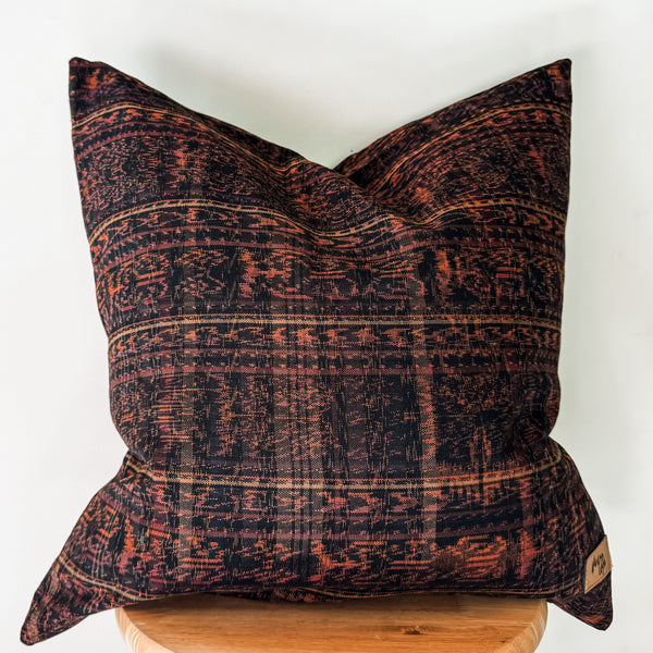 Black/Rust/Light Brown Ikat Pillow Cover