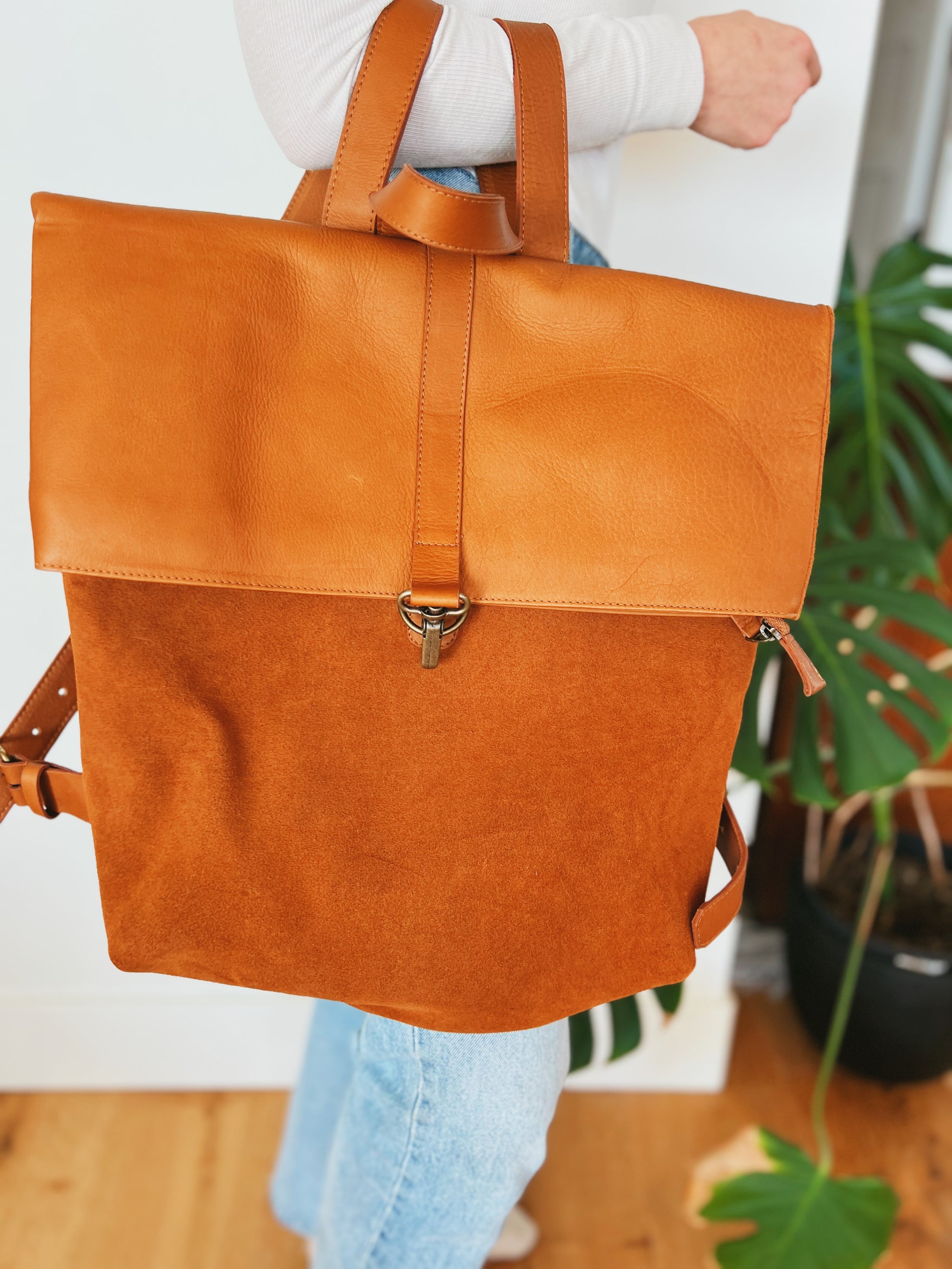 Torres Leather Fold-Over Backpack