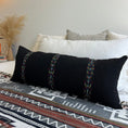 Load image into Gallery viewer, Black Ikat Cotton Long Lumbar Pillow Cover