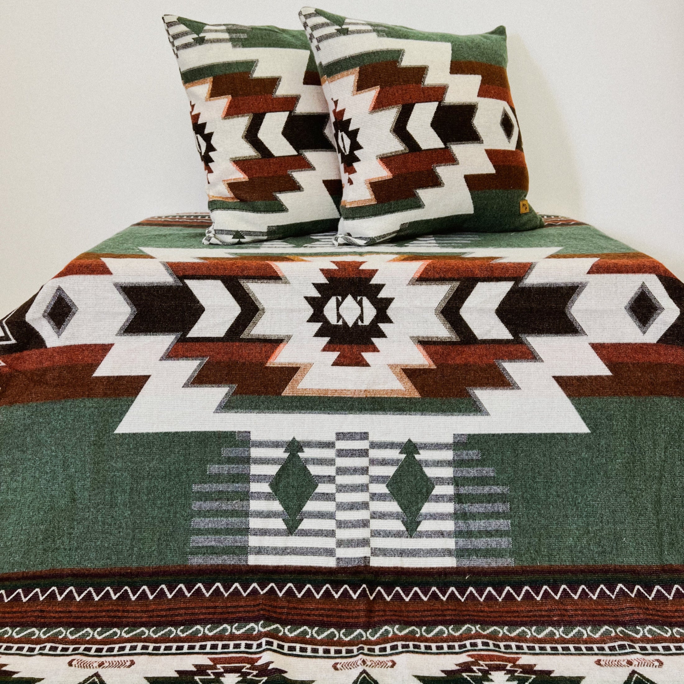 Quilotoa Throw Blanket/2 Quilotoa Green Pillow Covers Bundle