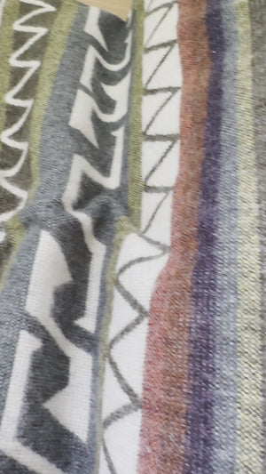 Milagro Aztec Reversible Blanket  //  Olive Green/Slate Blue/Grey/Rust