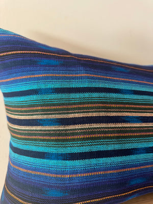Blue Stripe Ikat Lumbar Pillow Cover