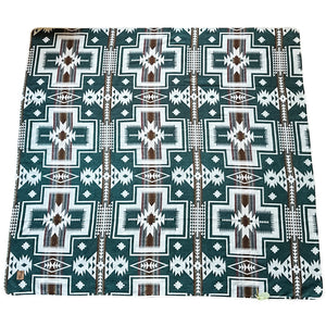 Zamora Aztec Reversible Blanket  //  Teal Green/Rust/Cream