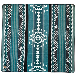 Manta Aztec Reversible Blanket  //  Teal/Turquoise/Cream