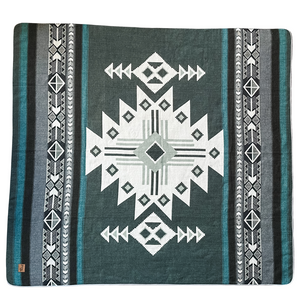 Latacunga Aztec Reversible Blanket  //  Soft Green/Teal/Grey/Cream