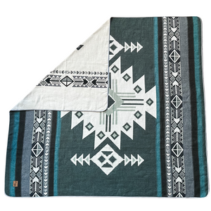 Latacunga Aztec Reversible Blanket  //  Soft Green/Teal/Grey/Cream