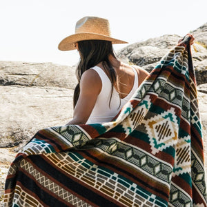 Imbabura Reversible Blanket  //  Turquoise/Rust/Mustard