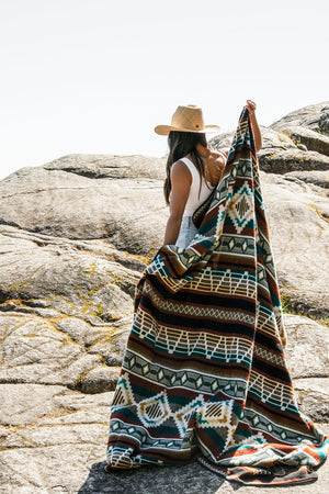 Imbabura Reversible Blanket  //  Turquoise/Rust/Mustard