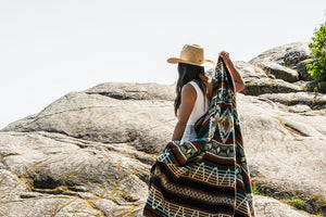 Imbabura Reversible Blanket  //  Turquoise/Rust/Mustard