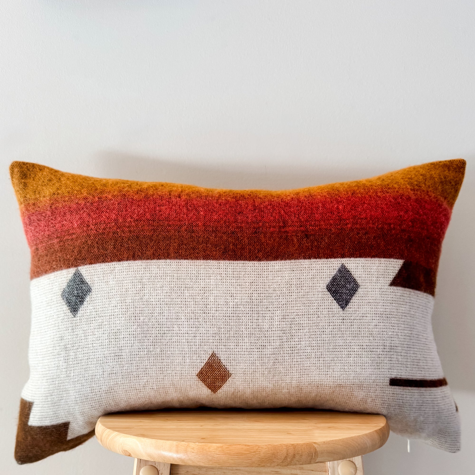 Machala Cream Lumbar Pillow Cover // Brown/Red/Cream
