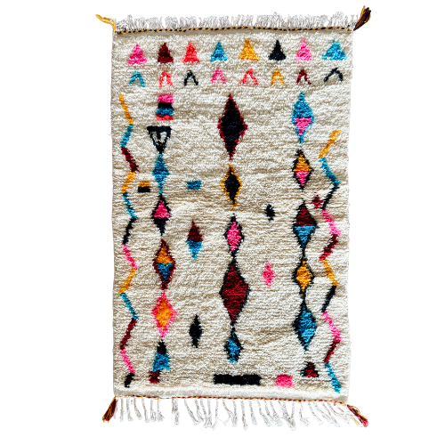 Benslimane Handwoven Moroccan Wool Rug 3x5