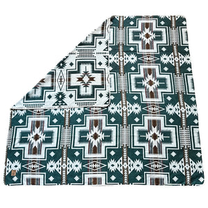 Zamora Aztec Reversible Blanket  //  Teal Green/Rust/Cream