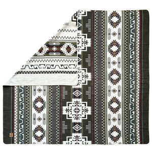 Milagro Aztec Reversible Blanket  //  Olive Green/Slate Blue/Grey/Rust