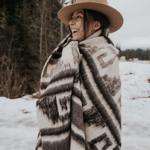 Atitlan Wool Blanket  //  Cream/Brown