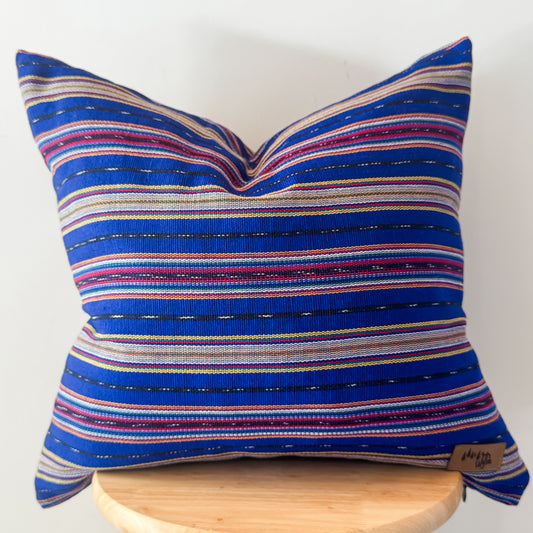 Royal Blue Stripe Ikat Pillow Cover