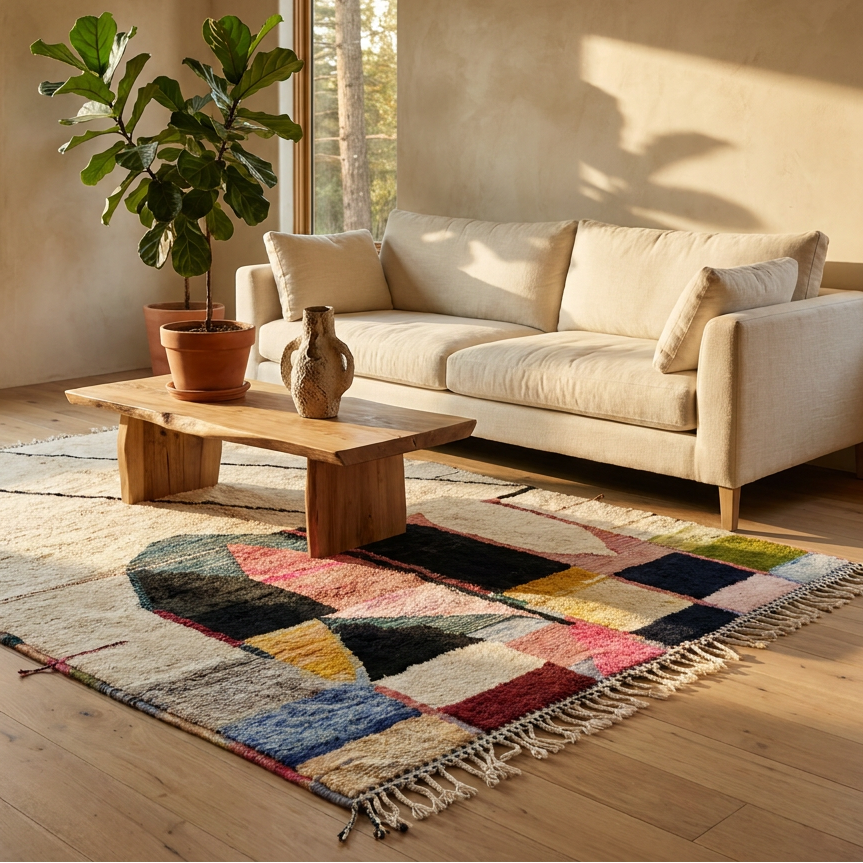 Assila Handwoven Moroccan Wool Rug 7x10