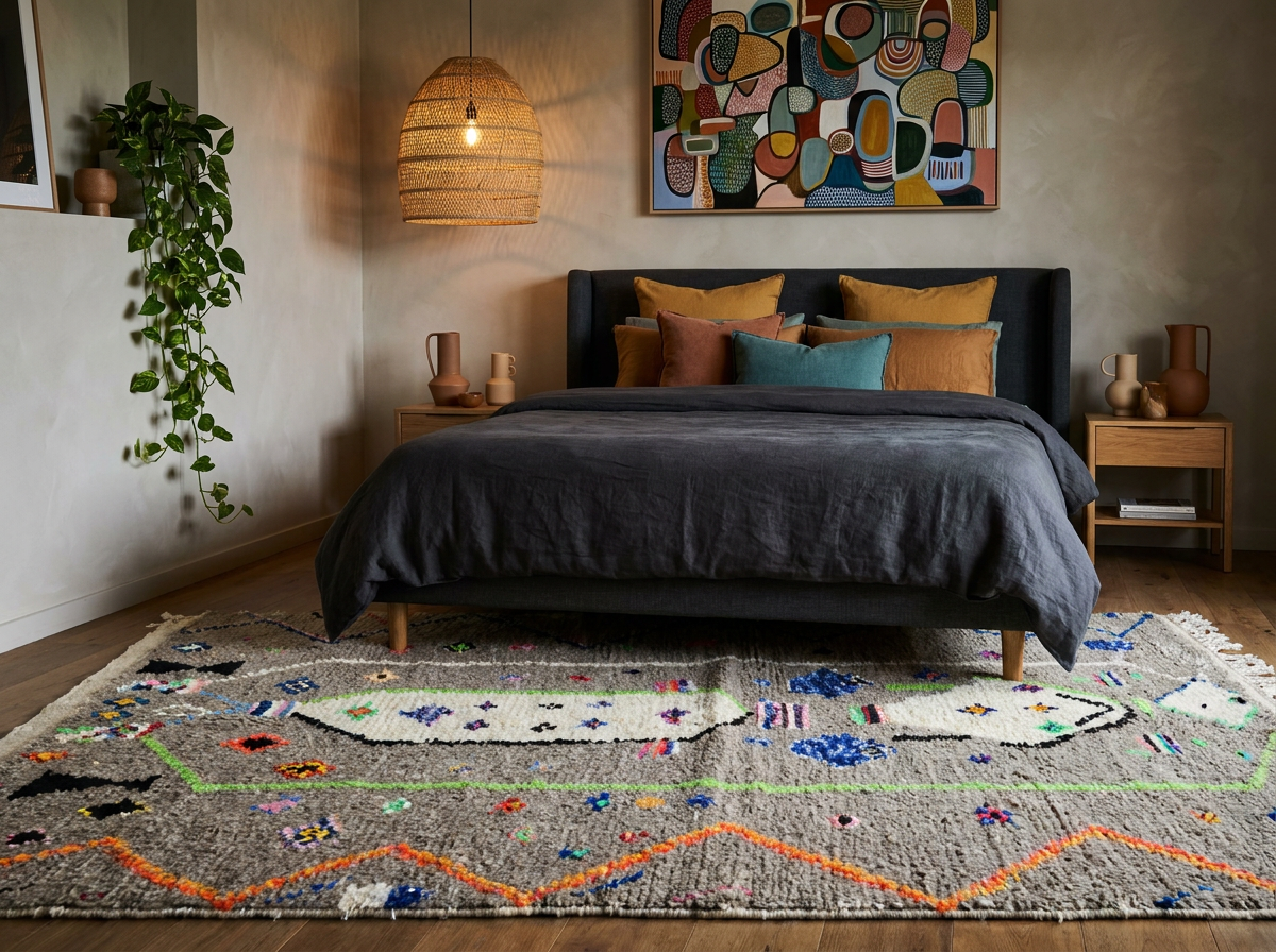 Sana Handwoven Moroccan Wool Rug 5x8