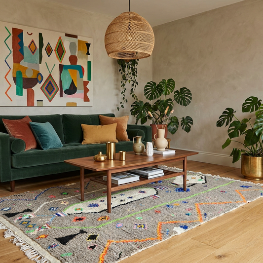 Sana Handwoven Moroccan Wool Rug 5x8