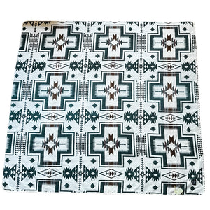 Zamora Aztec Reversible Blanket  //  Teal Green/Rust/Cream