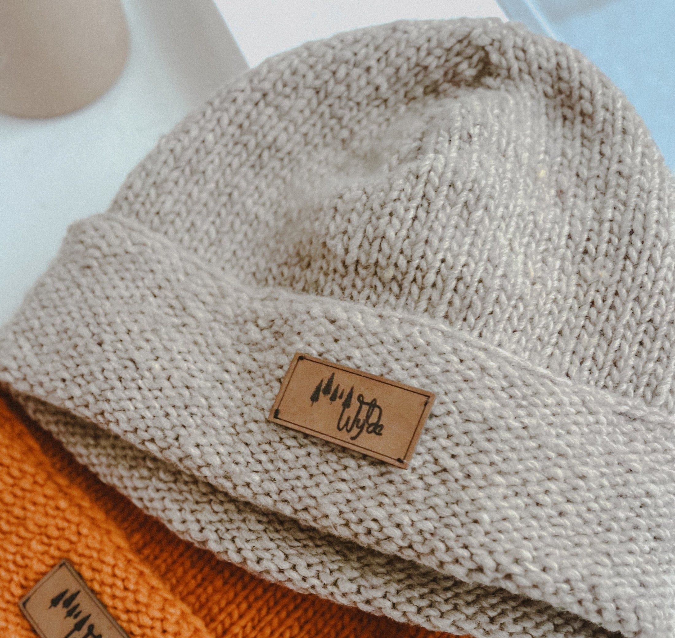 Natural Beige Wool Beanie/Rust Wool Socks Bundle