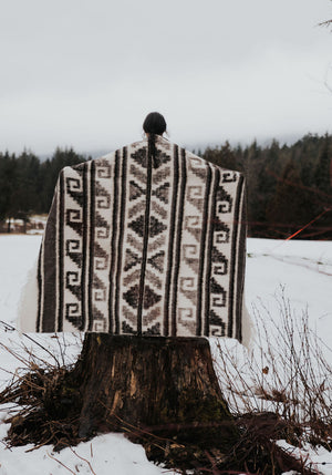 Atitlan Wool Blanket  //  Cream/Brown