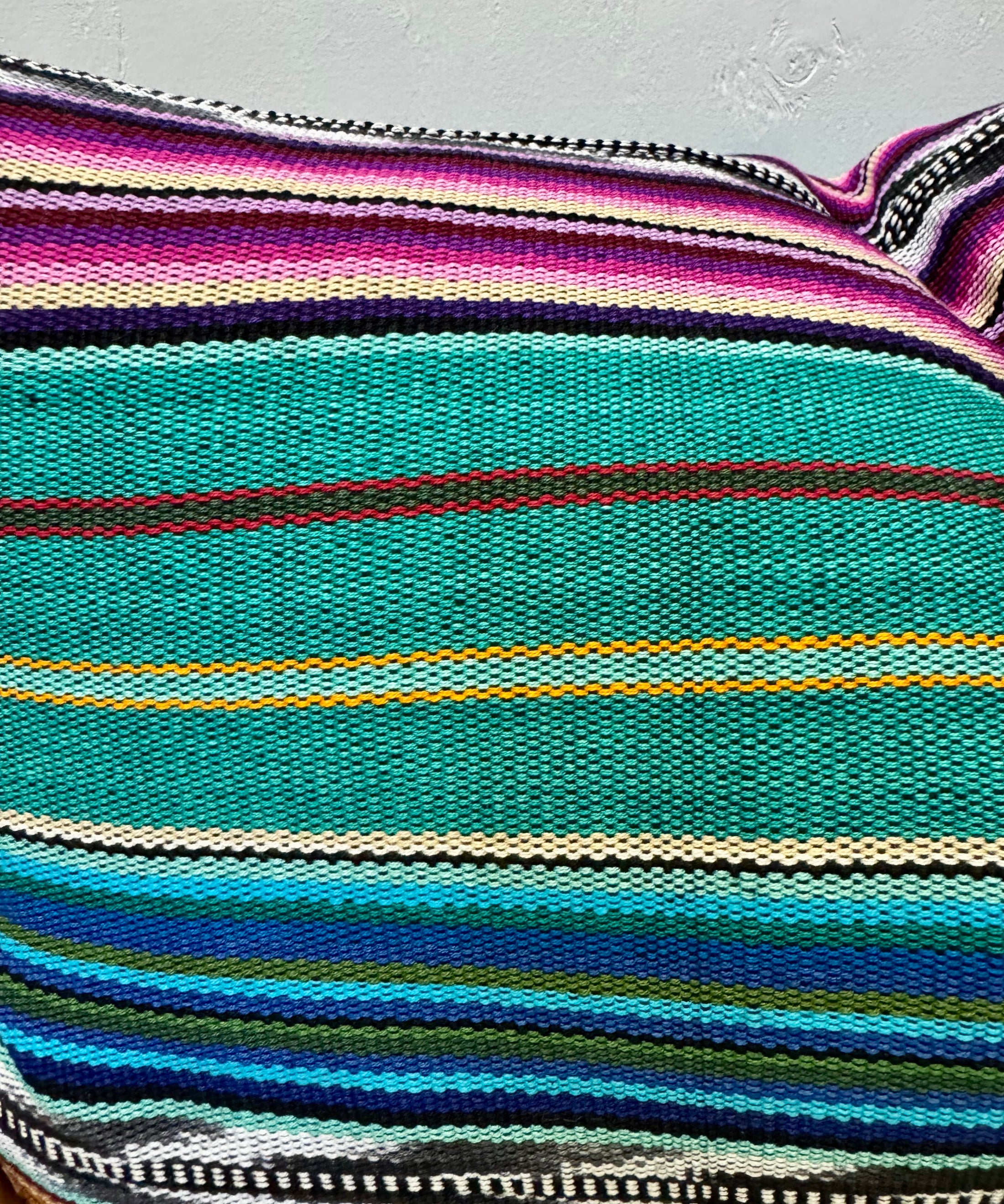 Green Multicoloured Ikat Lumbar Pillow Cover