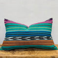 Load image into Gallery viewer, Green Multicoloured Ikat Lumbar Pillow Cover
