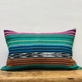 Load image into Gallery viewer, Green Multicoloured Ikat Lumbar Pillow Cover
