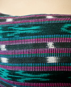 Teal/Purple/Black Ikat Lumbar Pillow Cover