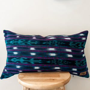 Teal/Purple/Black Ikat Lumbar Pillow Cover