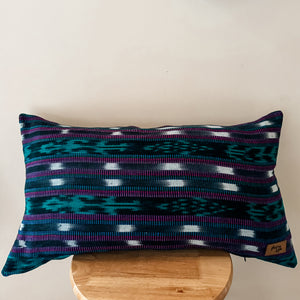 Teal/Purple/Black Ikat Lumbar Pillow Cover