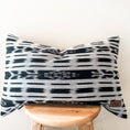 Load image into Gallery viewer, White/Black Ikat Lumbar Pillow Cover
