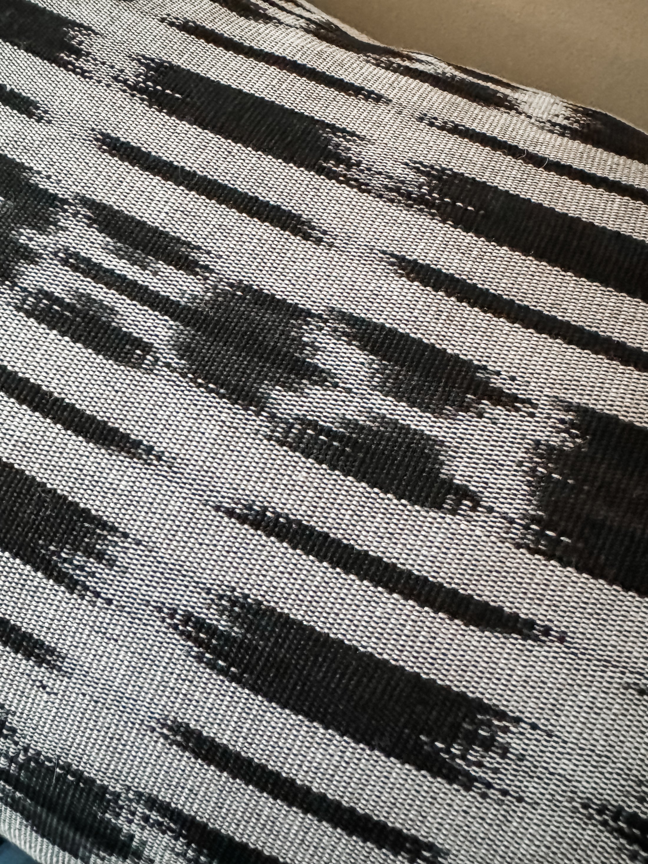 White/Black Ikat Lumbar Pillow Cover