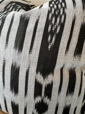 White/Black Ikat Lumbar Pillow Cover