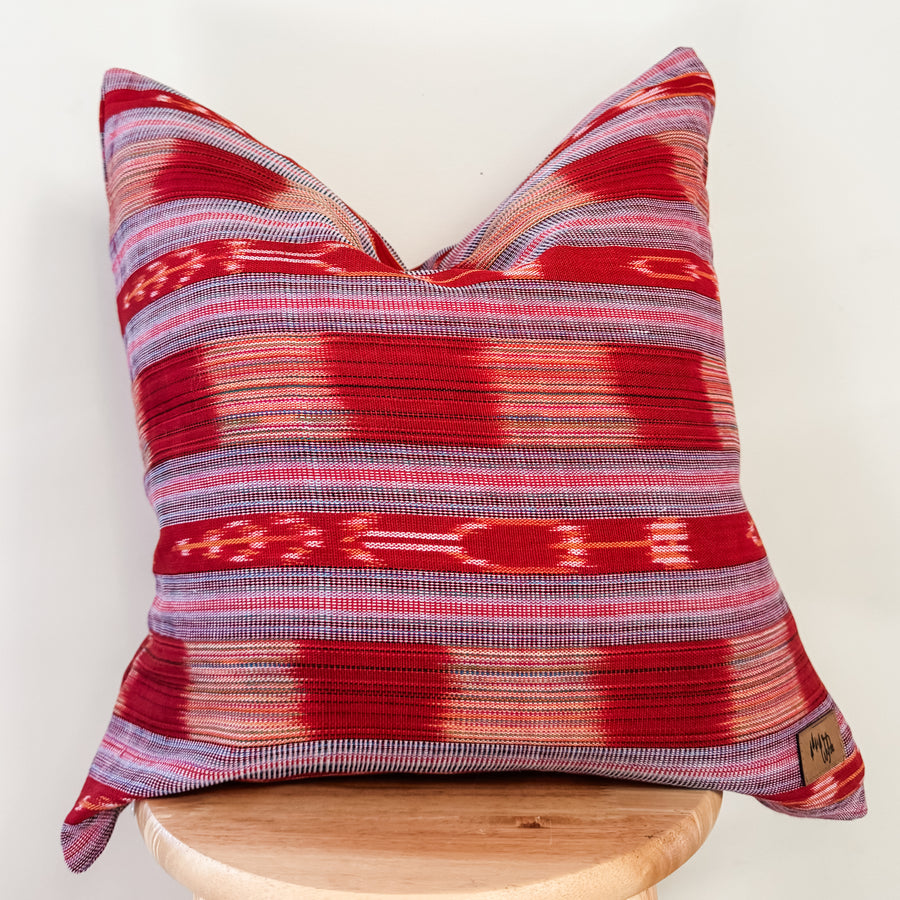 Red Ikat Pillow Cover