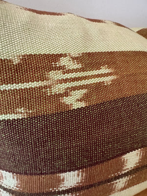 Green/Light Brown Ikat Lumbar Pillow Cover