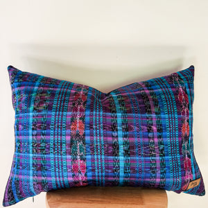 Blue Multicoloured Ikat Lumbar Pillow Cover