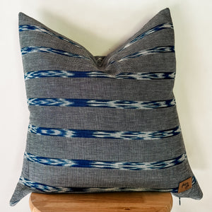 Navy/Grey Ikat Pillow Cover