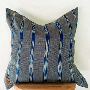 Navy/Grey Ikat Pillow Cover