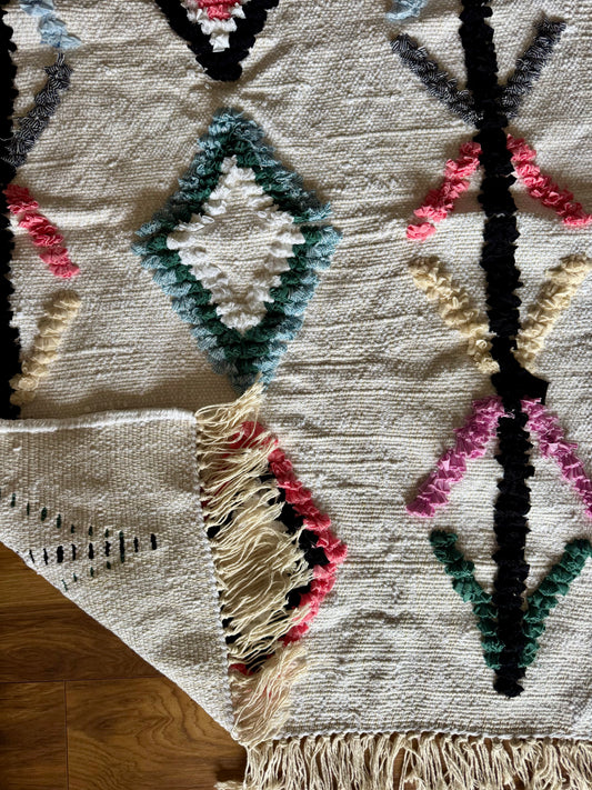 Houda Cotton Moroccan Rug 3x4'5