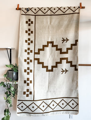 Isabela Zapotec Reversible Blanket  //  Light Brown/Cream