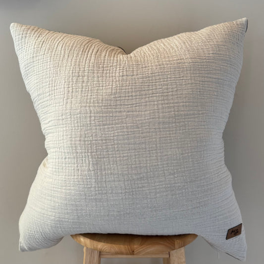 Olive Green/Cream Crinkle Cotton Pillow Cover