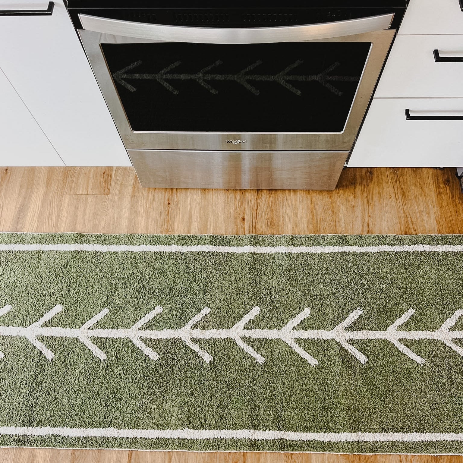 Momo Olive Green Machine Washable Runner