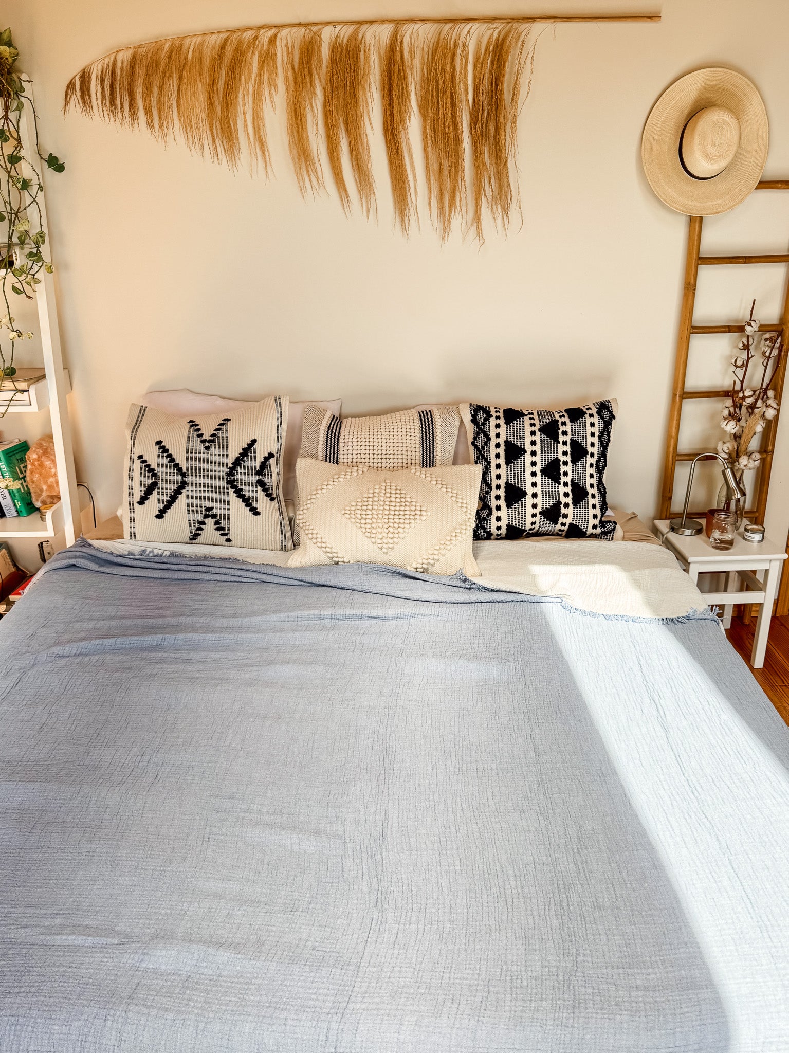 Kayseri Blue Crinkle Cotton Blanket