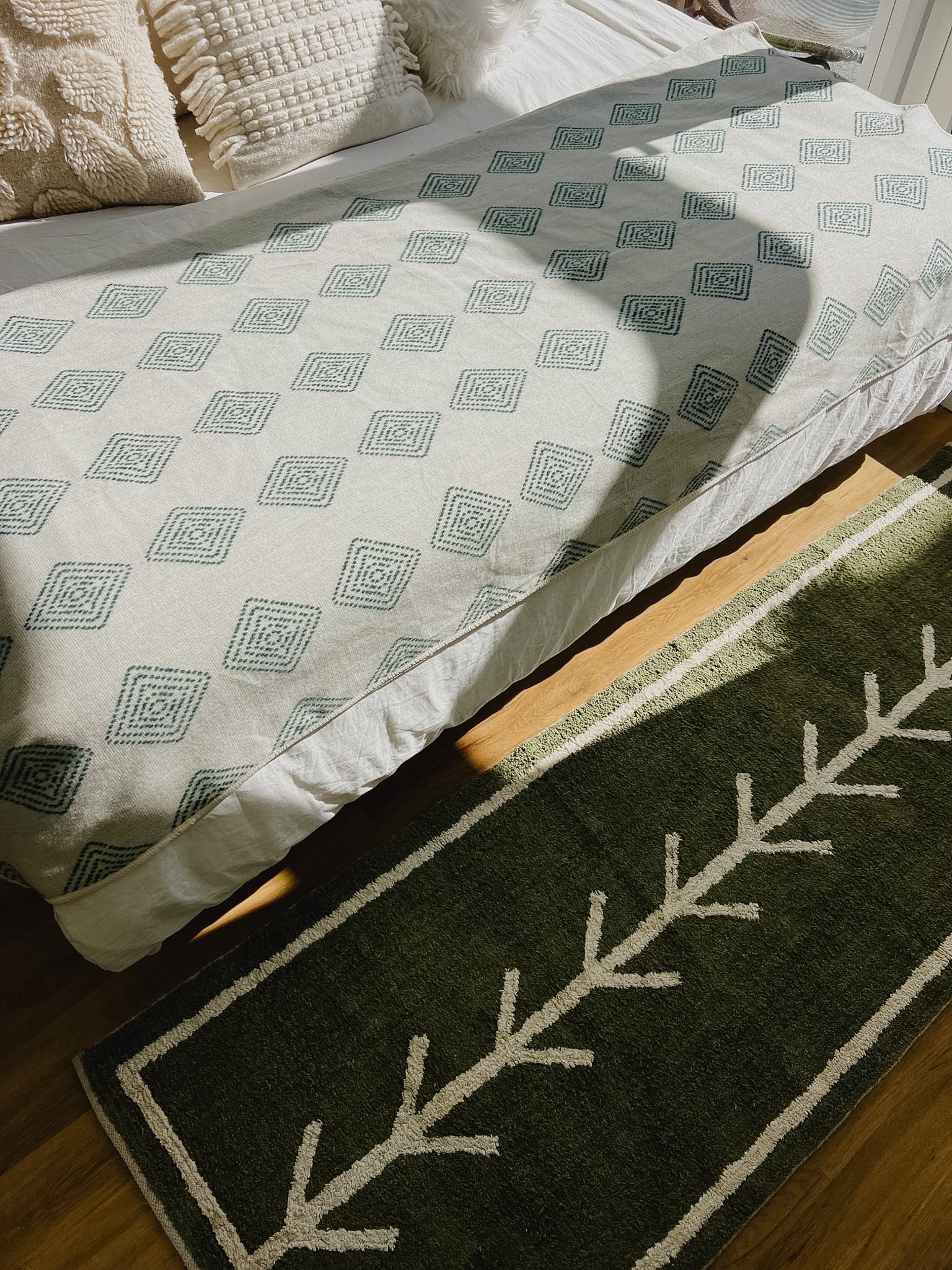 Momo Olive Green Machine Washable Runner